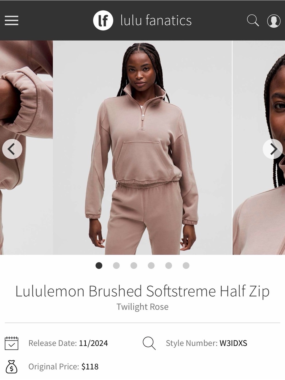 NWT Lululemon Brushed Softstreme Half Zip Sweatshirt Twilight Rose TWRS Size 4